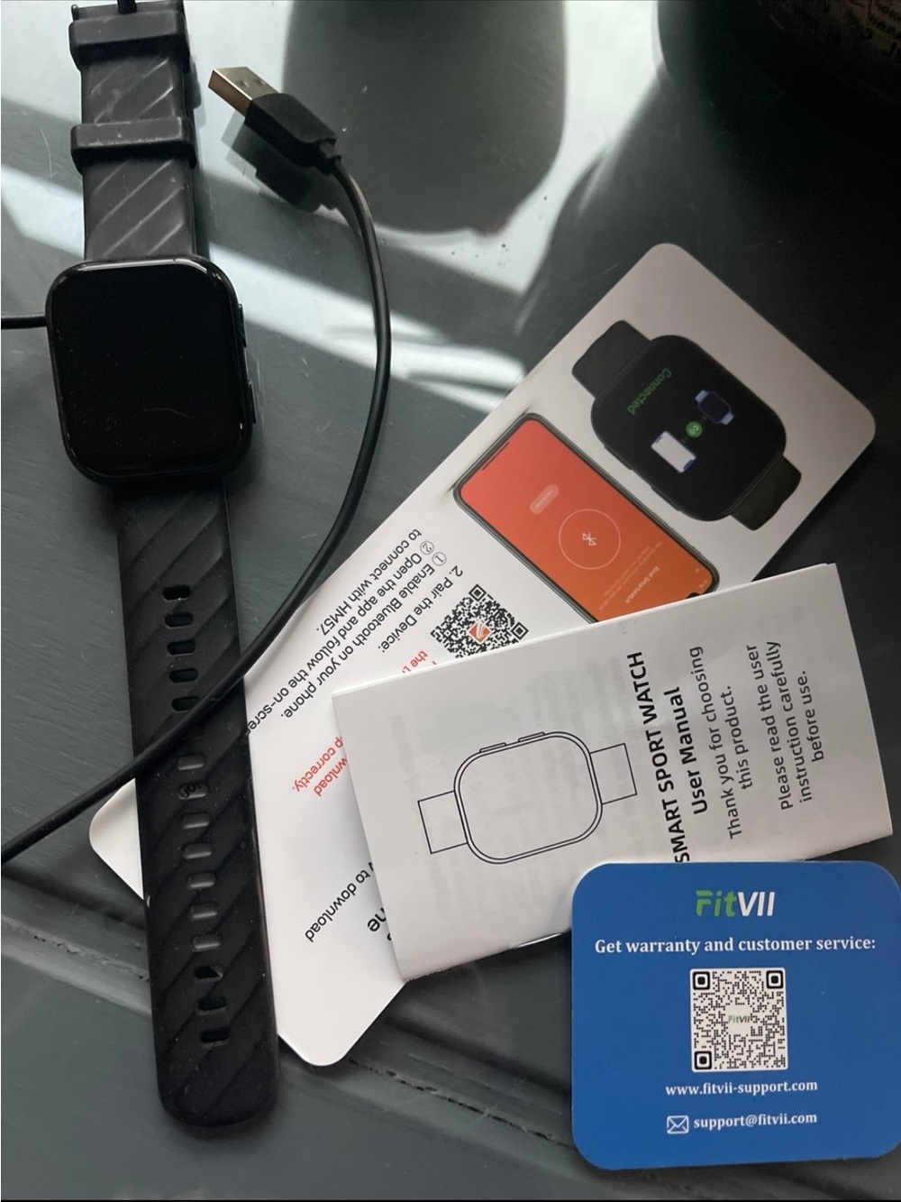 FitVII Smart Sport Watch with USB Charger and User Manual- Fitness Tracker